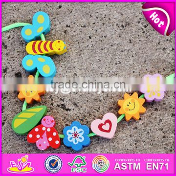 2017 New design 10 pieces children preschool animals beads wooden threading toys W11E064