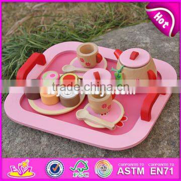 2017 New Design Pretend Play Toys Girls Pink Wooden Tea Set Toy W10B181 photo-5