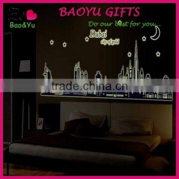 Fashion Decorative DIY Wall Sticker , Dubai's Silhouette Noctilucent Stick Sitting Room Wall Stickers TV Setting Post