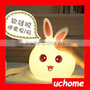 UCHOME Touch Sensor Silicone Rabbit LED Night Light 7 Color Changing Kids Lamp photo-5