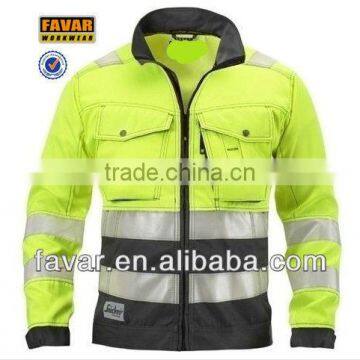 Mens polyester cotton 3m reflective yellow unisex safety jacket