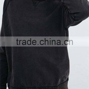Custom Blank Black Crew Neck Pullover Hoodie Wholesale Plain Hoodies photo-4