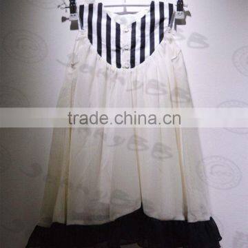 black-and-white stripe chiffon boutique Embroidered dresses