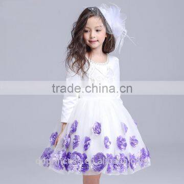 2017 Latest Dress Designs Photos Red Purple Flowers Embroidered Dress photo-3