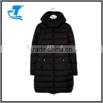 Plus size black womens long down jacket for winter