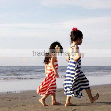 Stripe Backless Kids Cotton Dress Cotton Frock Baby Girls