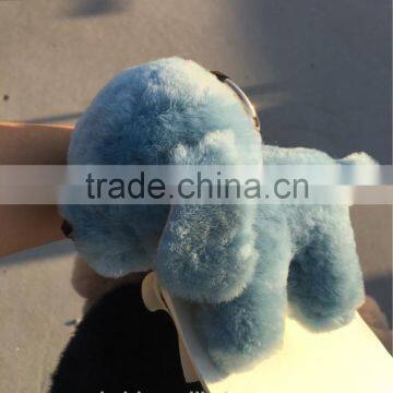 Rex Rabbit Fur Puppy Pom Pom Keychain 100% Rabbit Fur Dog Keychain Accessories Bag Charm Golf Cart Pendant Creative Keychain photo-5