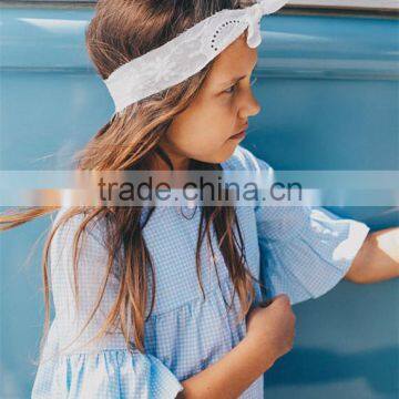 Sky Blue Plaid New Model Girl Dress Fashion Childrens Plus Size Dresses photo-4