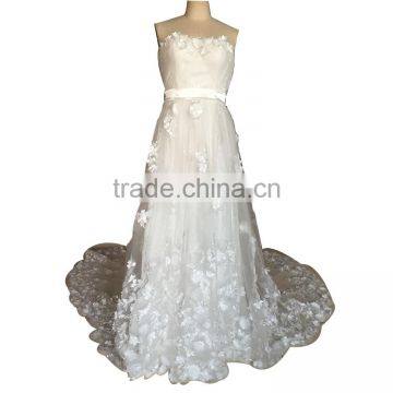 China OEM A Line Long Strapless Wedding Dress