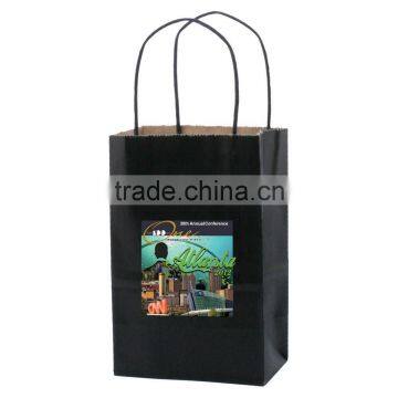 USA Made Solid Tinted Kraft Shopping Bag - Made of Kraft Paper, Dimensions Are 5.25" x 3.25" x 8.5" and Comes With Your Logo. photo-5