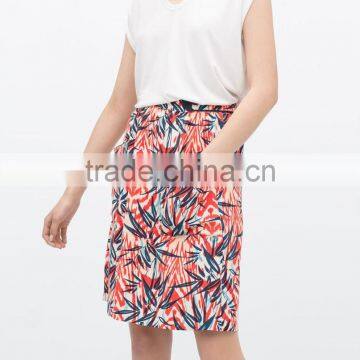2015 New Fashion Palm Tree Print Longuette Skirt photo-3