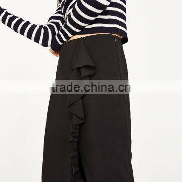 2017 Hot Sale Young Lady Maxi Pencil Skirts With Ruffles photo-3