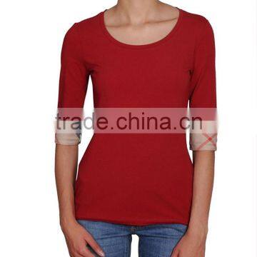Women's Fashion 100% Cotton Half Sleeve Red Tee
