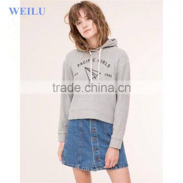 OEM fation custom wholesale printing short hoodies women with long sleeve and pullover style