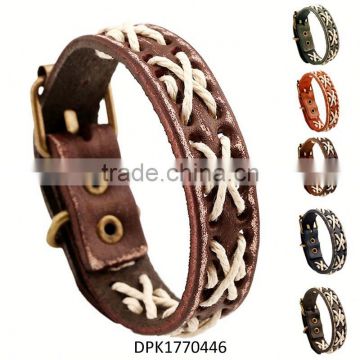 Braided Adjustable Leather Bracelet Punk Jewelry Cuff Women/Men`s Casual