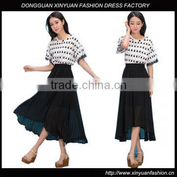 Wholesale Women Elastic Waist Band Long Chiffon Skirts New Latest Long A Line Design Pleated Chiffon Skirts For Ladies