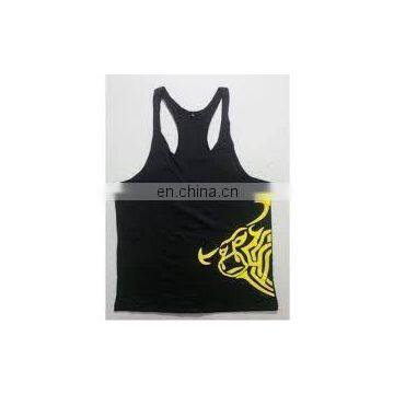 Left side yellow colour printed wight lifting vest,gym vest ,mens vest,stringers