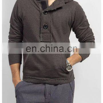 high quality plain cheap black cotton fleece men's hoody