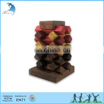 DIY Adult/Kids/Children High Grade/Best selling Natural Handmade Brain Teaser Wooden Raising Tower Chinese 3D Puzzle Game Toys