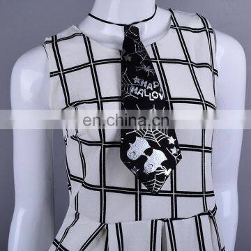 Halloween black ghost spiderweb print funny tie