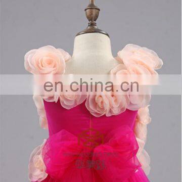 Full Handmade Red Rose Flowers Girl Dress Factory Direct Selling Baby Girls Princess Dress Elegant Lace Flower Girls Dress photo-6