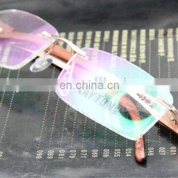 Rimless wood/bamboo temples optical frame