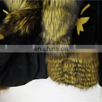 High Quality Women Real Black Rex Rabbit Fur Coat photo-4