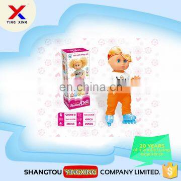 Hot sale electric plastic toy ice skating doll with music light