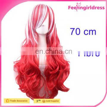 New hot 2016 70cm red&white firbe synthetic hair wig wholesale