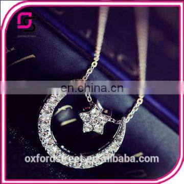 Korean grapheme figure character short clavicular sterling silver necklaces