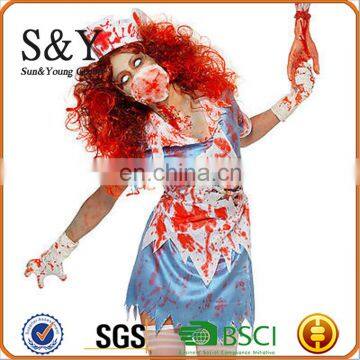 Halloween Costume Scary Horroble Blood Nurse Halloween Costume decoration With wig