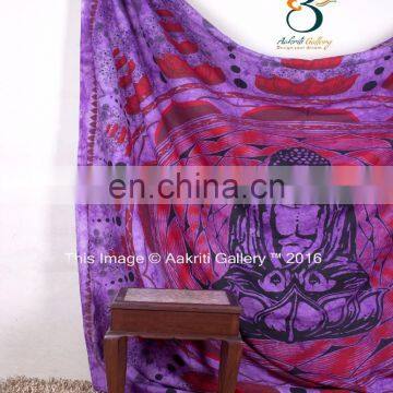 Queen Purple Color Lotus Buddha Design Tapestry Indian Double cotton Tapestry