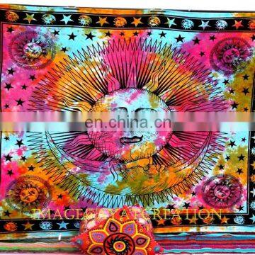 Multi color indian sun moon tapestry wall hanging hippie tapestry online sale 2015