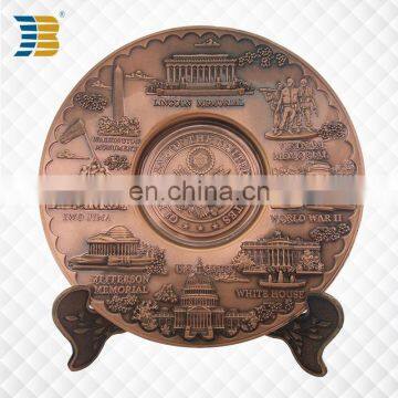 custom copper sovenir plate with Washington landmark buildings images embossed on it