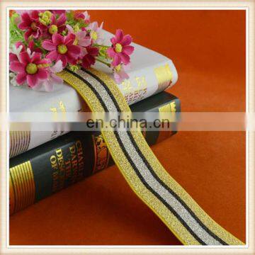 2016 popular gold custom metalic ribbon/ elastic waistband with lurex for garment/dress decorative