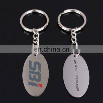 oval stainless steel keychain custom logo keychain with website back