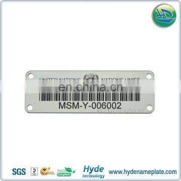 Printing Asset Tracking Tag Aluminum Barcode Tag With Unique Bar Code