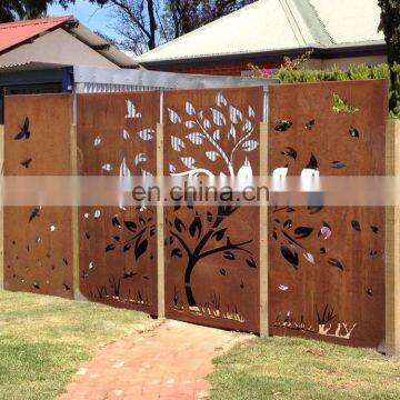 2018 Hot sale cheap good quality Decorative Laser Cut restaurant movable room Balcony Railing Privacy corten steel metal Screen