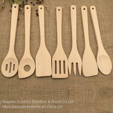 6 Pieces Wooden Cutlery for Kitchen,Made of Beech Wood