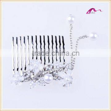 Elegant Bridal Pearl Flower Hair Comb Accessories photo-4