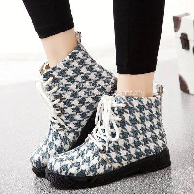 Casual Shoes Women Korean Style Trendy Short Boots Women Thick Velvet Lace-up Flat Shoes Women photo-4
