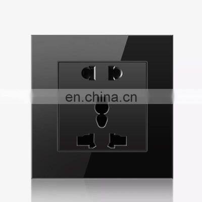 Universial Standard 86 Home wall Outlet Socket, Switch control 13A Global Universal 5 Hole,Glass Panel