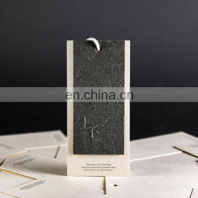 custom 100% cotton clothes product hang tags jewelry premium paper emboss hang tag with logo