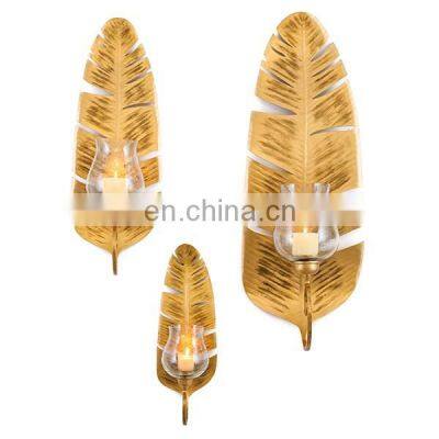 gold plated leaf design wall lamp