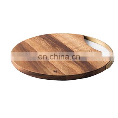 Japanese household cutting board creative wooden plate round coffee bread plate solid wood pizza board