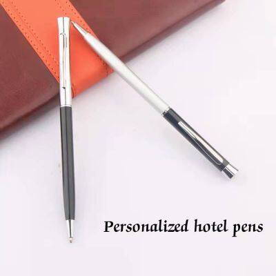 Custom Company Logo Promotional Personalized Hotel Pens Advertising Gift Metal Ballpoint Pen photo-3