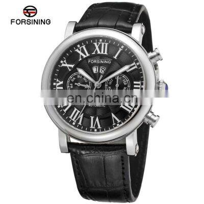 FORSINING 8072 Luxury Men Automatic Mechanical Watches Classic Genuine Leather Strap Wristwatches