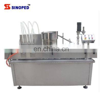 Automatic capping labeling crimping plastic glass penicillin bottle oral liquid vial filling machine