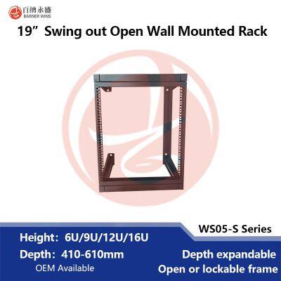 Factory Manufacturing 2post Wall Mount Open Frame Swing Out Network Racks 19