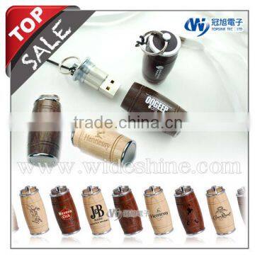 usb logo souvenir wood oak barrel key ring new quality product